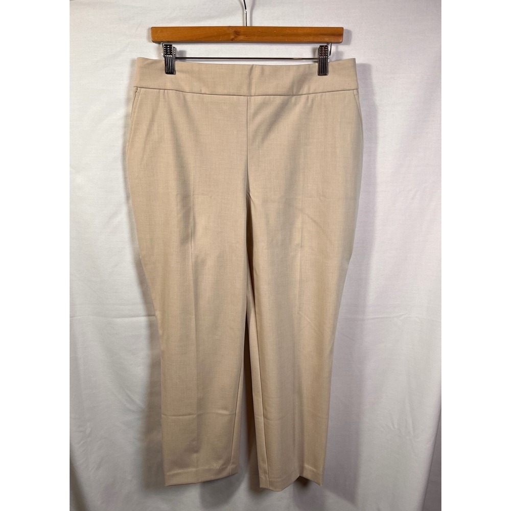 Hilary Radley Light Sand Slim Leg Pull On Ankle Pants Stretch Size L NWT